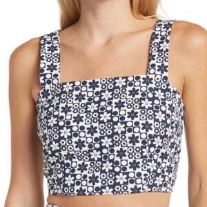 NWOT Elodie Multi patterned Crop Top in Navy/White Size Small